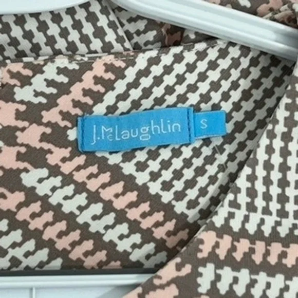 J‎ Mclaughlin Sophia Dress Small NWT $228 Catalina Knee Length Plaid Pink Tan
